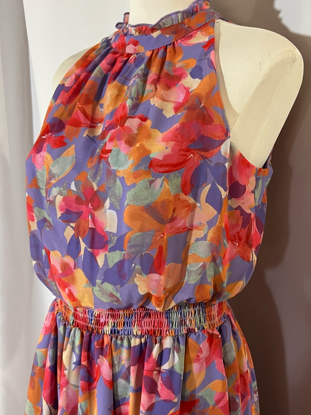 Vince Camuto Floral Halter Maxi Dress in Multicolor Sz 6 Garden Party Wedding - Picture 4 of 7